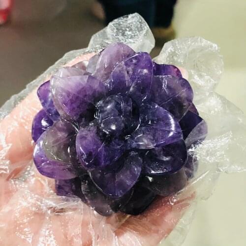 Natural Dream Amethyst Hand-Carved Multi-Layer Rose Home Decoration