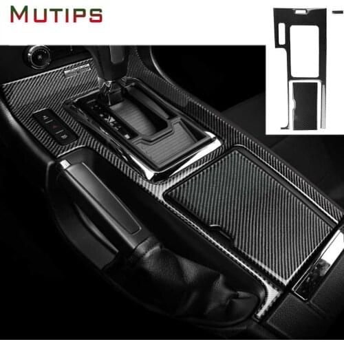 Mutips Carbon Fiber Gear Shift Box Panel Car Interior Decoration Sticker Cover Trim For Ford Mustang 2009 2010 2011 2012 2013