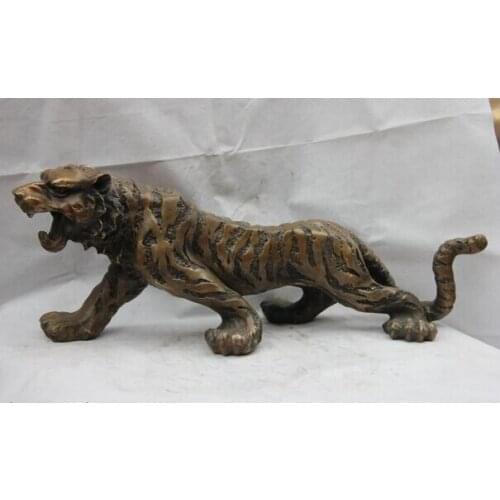 Song voge gem S1399 Chinese Copper Bronze Wealth ferocious Fengshui Zodiac Year Tiger art Sculpture