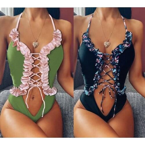 Beach Wear Cross Bandage Fashion Summer Swimwear Women One Piece Swimsuit Bathing Suit Women Plus Size Swim Suit Sexy Bikini
