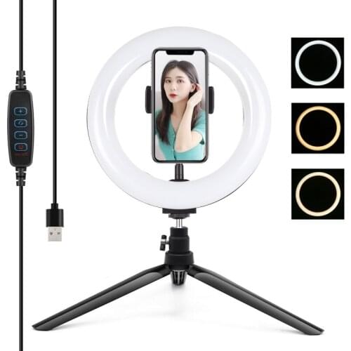 PULUZ 7.9 inch 20cm Light + Desktop Tripod Mount USB 3 Modes Dimmable Dual Color Temperature LED Curved Light