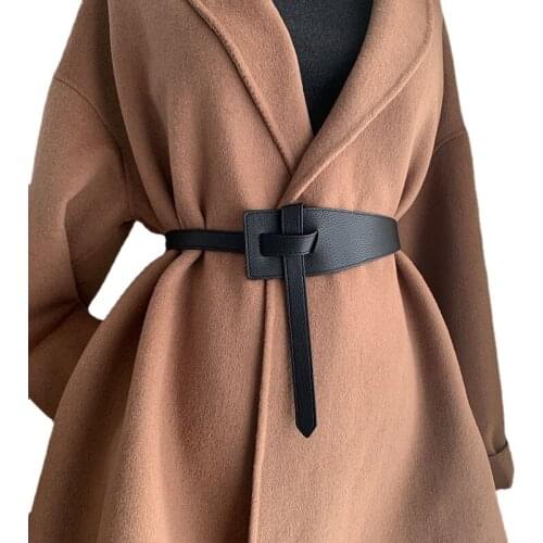 New Designer Belts for Women High Quality Knot Soft Pu Leather Long Cummerbunds Wide Coat Ceinture Femme Dress Waistband Cintos