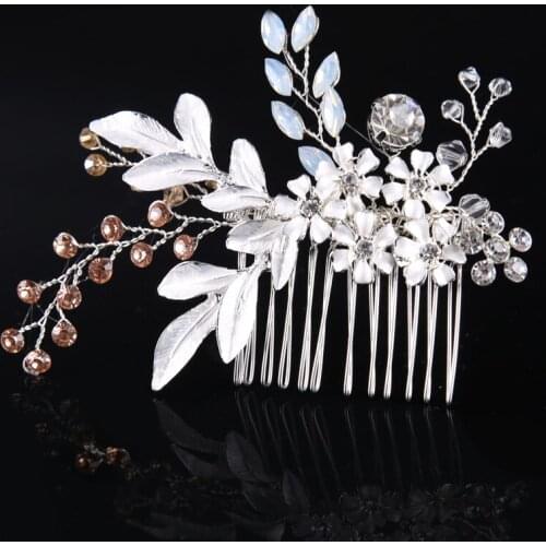 Luxurious Gold Hair Comb Hair Sticks Crystal Flower Hair Jewelry Festival Gifts Bride Hair Pins Wedding Accessory BN