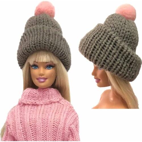 NK One Pcs Fashion Winter New Gray Happy Knitted Knitted Hat For 30cm Barbie Doll Accessories Clothes Party Best Gift 248B