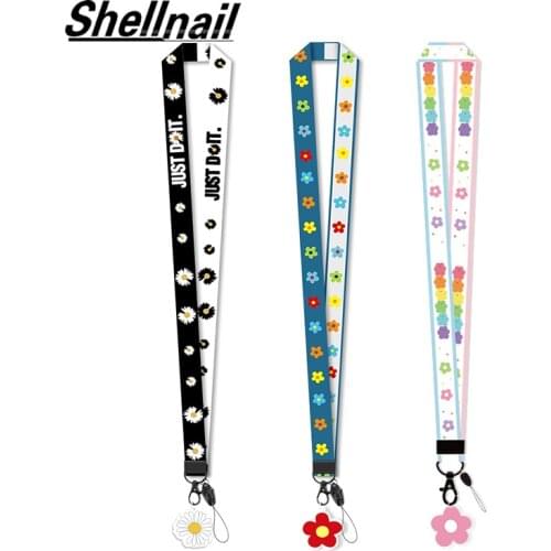 Shellnail Mobile Phone Straps Cute Flower Wrist Lanyard Phone Rope Strap For IPhone Case Camera Key Chain DIY Hang Rope Lanyards
