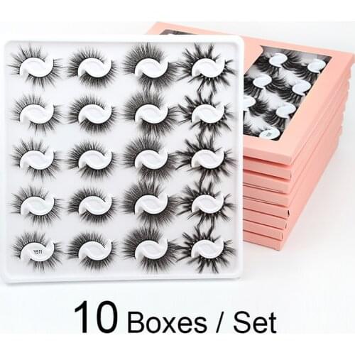 SHIDISHANGPIN 10 Boxes False Eyelashes 3D Faux Mink Lashes Natural Look Wispy Fake Eye Lash Fluffy Volume Long Thick Lashes Pack
