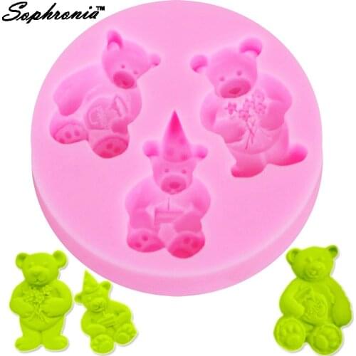 Sophronia 3D Bear Silicone Cake Molds Fondant Cake Decorating Tools Gumpaste Chocolate Mold Decoration Baking Tool F1145