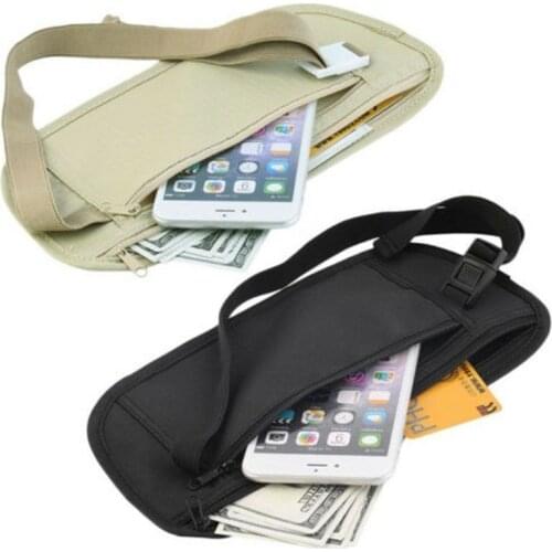 Super Thin Profile Money Belt Secure Travel Waist Pouch Undercover Hidden Blocking Anti-Theft Passport Pouch Fanny Pack