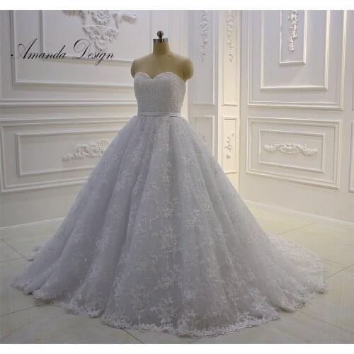 Amanda Design vestido de novia vintage Strapless Lace Wedding Dress Turkey