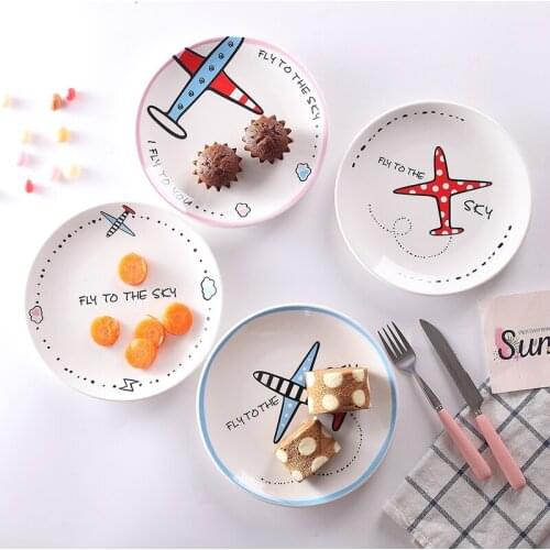 Plate Western Plate Creative Irregular Ceramic Tableware Steak Plate Cartoon Fruit Bread Plate round Dish Household Ceramic