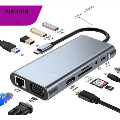 Adaptador USB C HUB Type C to HDMI 4k Multi USB 3.0 HUB VGA RJ45 Ethernet Adapter Dock for MacBook Pro Type c docking station