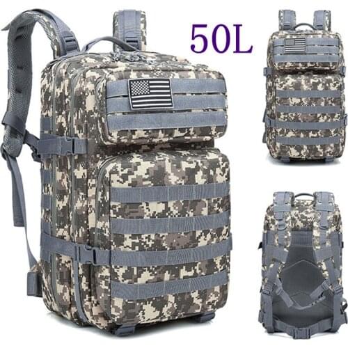 50L Large Capacity Men Army Military Tactical Backpack 3P Softback Outdoor Waterproof Bug Rucksack Hiking Camping Hunting Bags