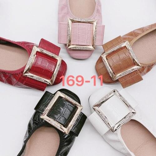 Squre Buckle Flexible Women Flat Shoes Plus Size 11 12 13 Autumn Spring African Banana Shoes Ladies Ballet Flats