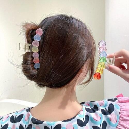 Korean Style Candy Love Hair Claws Elegant Women Girls Hair Clips Transparent Plastic Women Hair Accessories Headwear Ornament