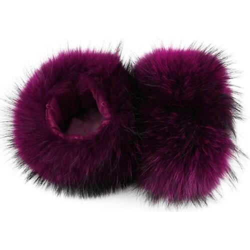 Women Genuine Natural Real Raccoon Fur Cuffs Wristband Winter Fashion Arm Warmers Bracelet Silver Fox Fur Sleeve Lady Gloves
