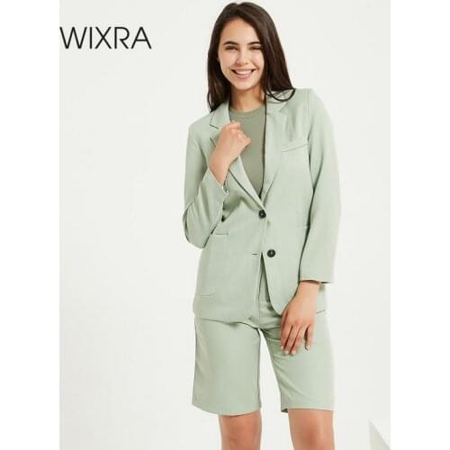 Wixra Womens Blazer Summer Autumn Pretty Color Green Blazer Button High Street Long Sleeve Coat 2020 Outerwear