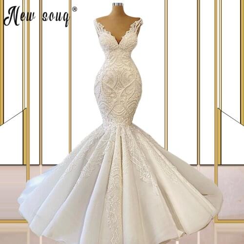 Robe de mariee sexy Luxury V-neck Backless Lace Mermaid Wedding Dresses 2021 Elegant Bridal Gown vestidos de noiva de fiesta