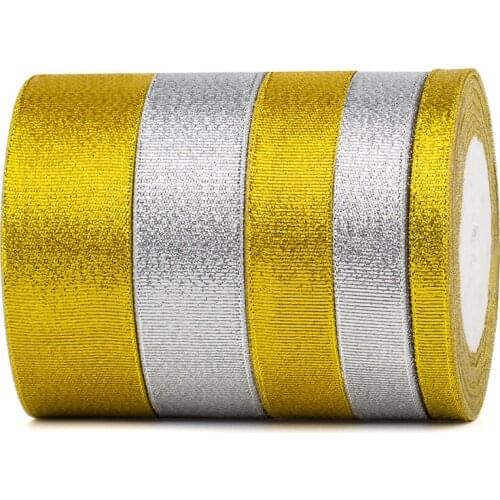 25Yards 30mm Gold/silver Glitter Ribbon Christmas Party Wedding Decoration Gift Wrapping Packaging Ribbons DIY Crafts Handmade