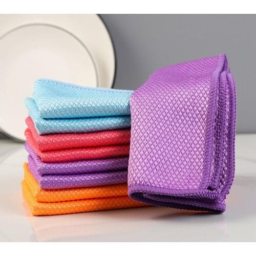 1PCS Soft Glass Cleaning Towel Absorbable Glass Kitchen Cleaning Cloth Wipes Table Window Car Dish Towel Rag Random Color