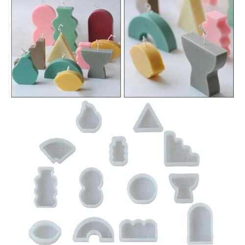 13Pcs Mixed Geometric Candle Making Mould Soap Mold Silicone Resin Moulds for DIY Epoxy Candle Making Crafts