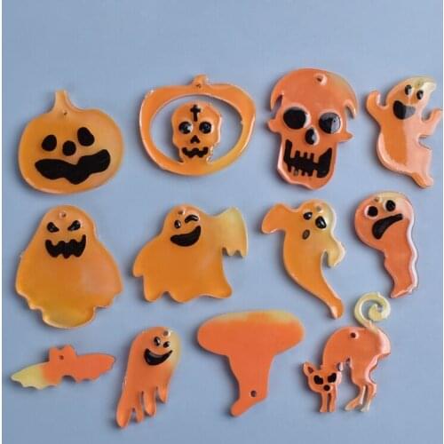 20pcs Shiny Halloween Ghost and pumpkin keychain silicone mold DIY craft keyring pendant for girl jewelry funny keychains