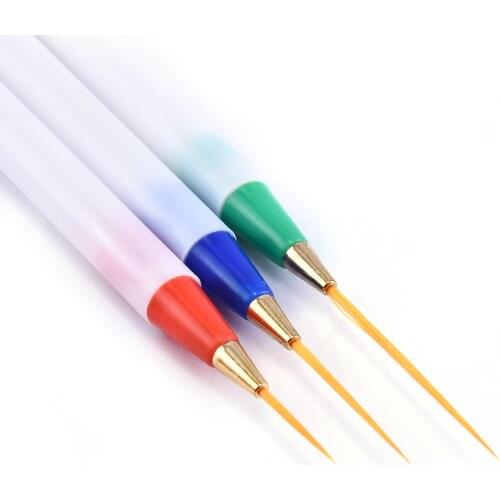 3Pcs/Set Nail Art Brushes for Manicure Gel White Handle Soft Head Drawing Dotting Stripe Pattern DIY Creative Craft Nail Art Pen