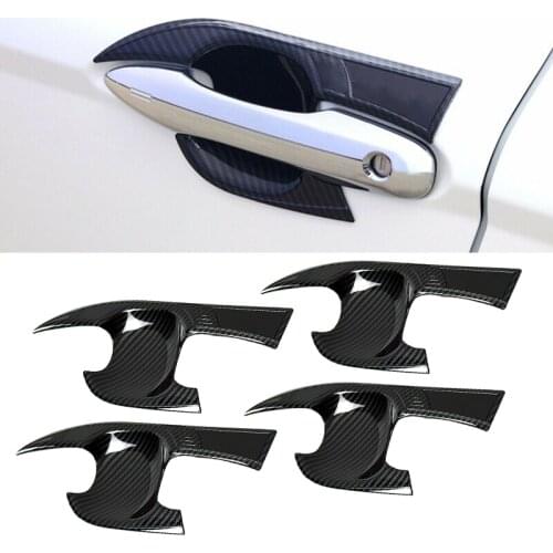 4pcs Car Door Handle Bowl Cup Cover Surround Trim Decoration Fit for Toyota Camry 2018 2019 2020 Carbon Fiber Style