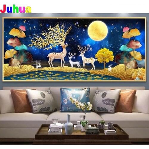Full drill landscape Ginkgo biloba diamond painting nordic deer diamond embroidery 5D DIY mosaic diamond pattern home decor