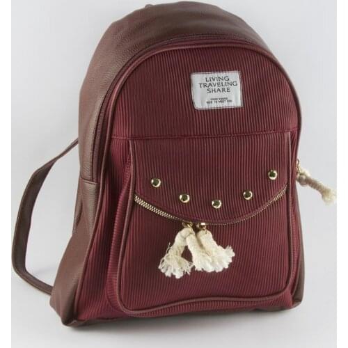 Velvet Looking Leather Women 'S Backpack Bag