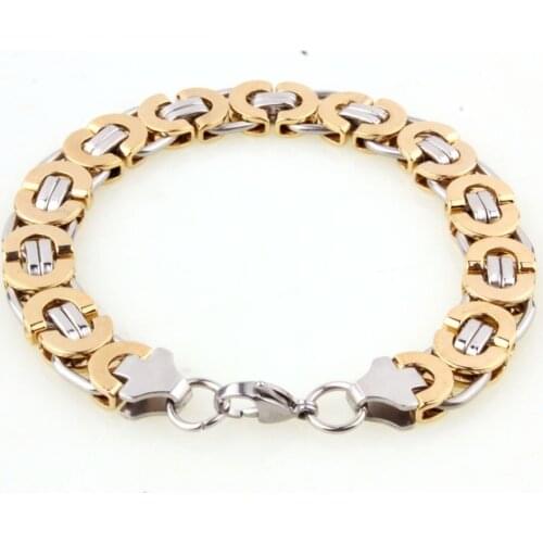 6/8/11mm 7-11inch New Sale Stainless Steel Gold Cut Byzantine Link Chain Punk Men/Women Bracelet Bangle Christmas Gift Jewelry