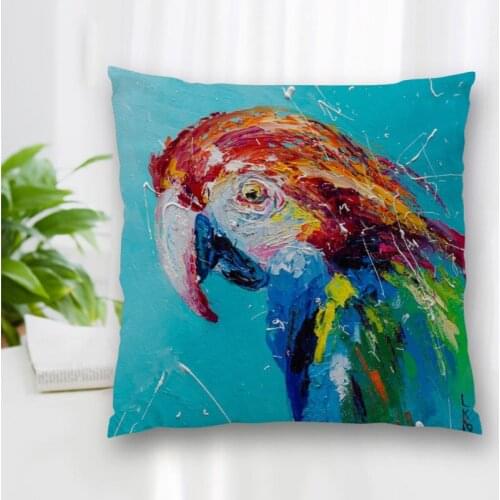Hot Sale Custom Decorative Pillowcase Bird Painting Square Zippered Pillow Cover Best Nice Gift 20X20cm 35X35cm 40x40cm