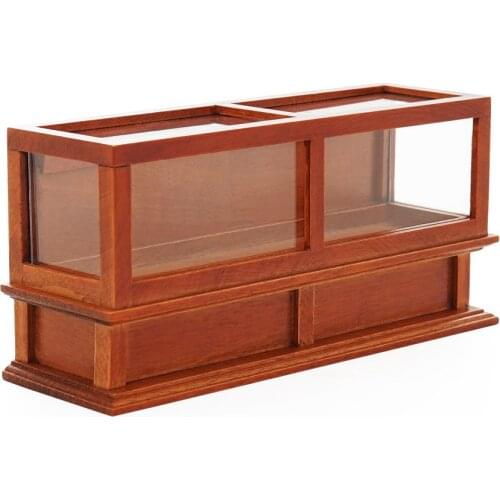 Odoria 1:12 Miniature Brown Cake Counter Wooden Showcase Cabinet Furniture Shop Kitchen Dollhouse Accessories Doll House Decor