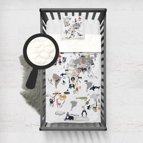 Kids Minky Blanket Super Soft and Warm Blankets Children for Couch and Bed World Map Animals Model 290