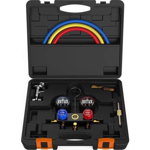 Elitech DMG-1B Refrigeration Digital Manifold Gauge Meter HVAC Pressure Temperature Tester Leakage Test+ Carrying Case + Hoses