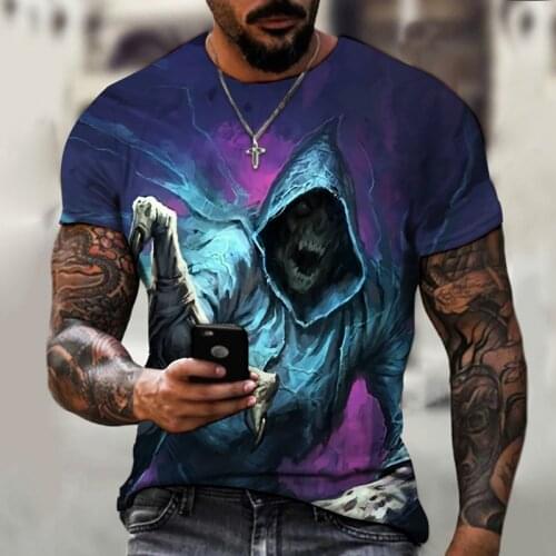 New Harajuku 3D printing polyester T-shirt personality casual fun cartoon shirt fashion short-sleeved male large size T-shirt