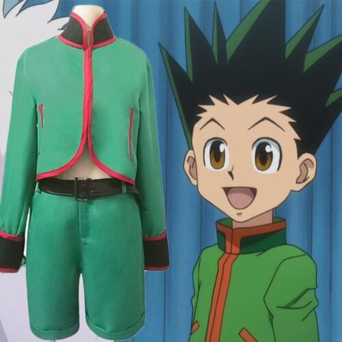 Gon Freecss Cosplay Costume Anime Game Hunter x Hunter Green Tops+ Shorts Wigs Cosplay Adult Men Women Halloween Costumes C82M28