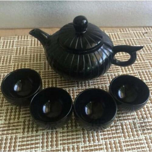 China handmade Natural jade carving jade teapot and tea cup A set