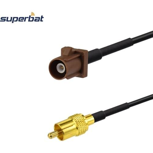 Superbat Fakra "F" Plug to RCA Male Pigtail Cable RG174 15cm RF Coaxial Cable