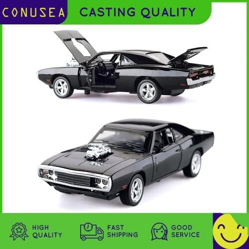 1/32 Diecasts Toy Vehicles The Fast and The Furious Dodge Car Model Pull Back with Sound Light Collection Car Toys for Boys Kids