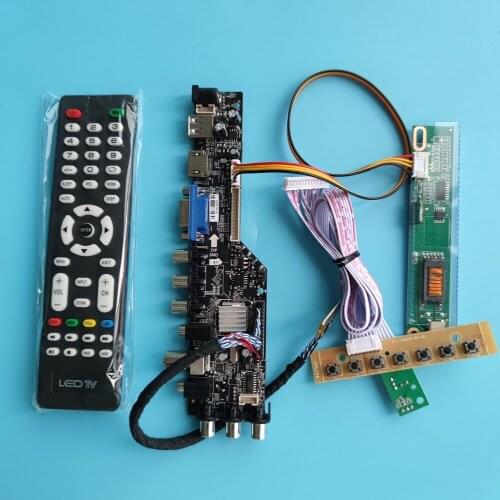 Kit For N156B3 driver digital panel DVB-T DVB-T2 1366x768 Display AV remote HDMI-compatible LED USB VGA AV TV controller board