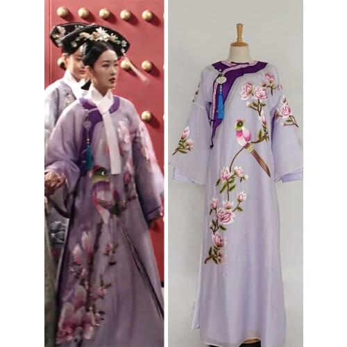 Li Qin Design Light Purple Qing Dynasty Princess Costume Female Embroidery Hanfu for TV Play RuYis Royal Love in the Palace