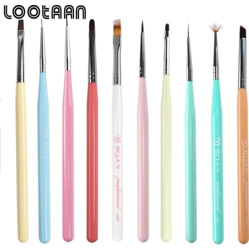 Colorful 10 Pcs/Set Nail Brush For Manicure Gel Brush Nail Art Brush Painting Drawing Pen Acrylic Powder Carving Gel Polish Pen