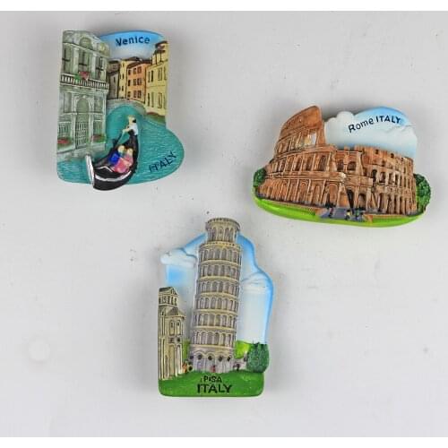Italy Pisa Hot Selling 3D Fasion Resin Refrigerator Magnetic Stickers Travel Rome Creative Roma Fridge Magnet Venice Souvenir