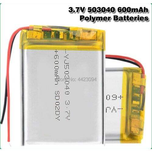 600mAh 503040 Lithium Li-ion Polymer Battery 40x30x5mm Li-Po Battery Cell For Voice Recorder Headset Speaker E-book