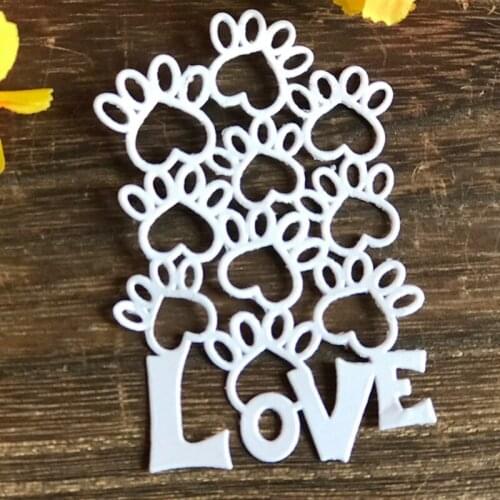 Love Dog Paw Metal Cutting Dies Stencil Scrapbooking DIY Album Stamp Paper Card Mold Embossing Decor X6HD