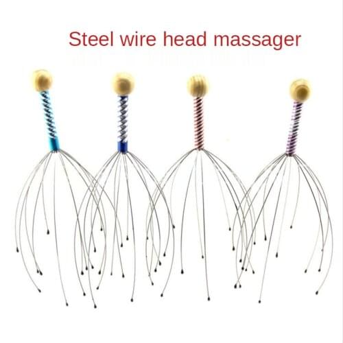 1 pcs Octopus head relaxing massage soul grabber engraved steel wire head rub relieve pressure Scalp Massager hair massager