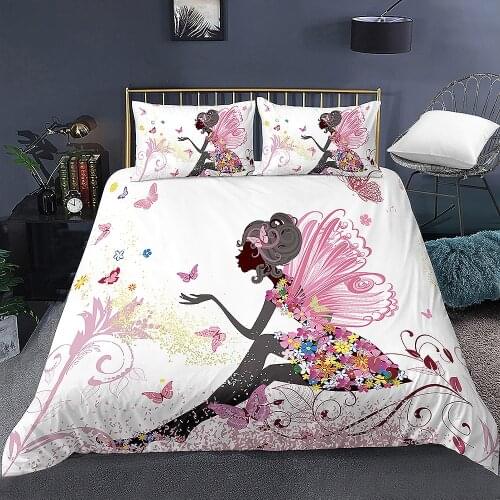 Cute Fairy Butterfly Pattern Quilt Covers for Kids Children Bedroom Duvet Cover Bedding Sets US/EU/AU All Size Home Bed Decor