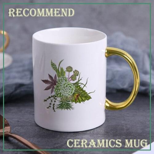 Cute Succulent plants Ceramic Mug Creative tazas Mugs With Handle Coffee Tea Milk Breakfast Cups drinkware Nice Gifts KTZW-053