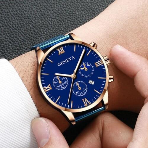 2021 Fashion Hot Style Trend Business Three Eyes Calendar Roman Index Round Leather Dial Mens Quartz Wrist Watch Relogio