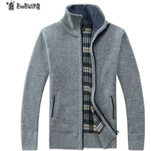 Mens Casual Sweater Coats Autumn Winter Fashion Brand Mens Cardigan Jacket High Collar Pockets Knit Outwear Coat Sweater Male